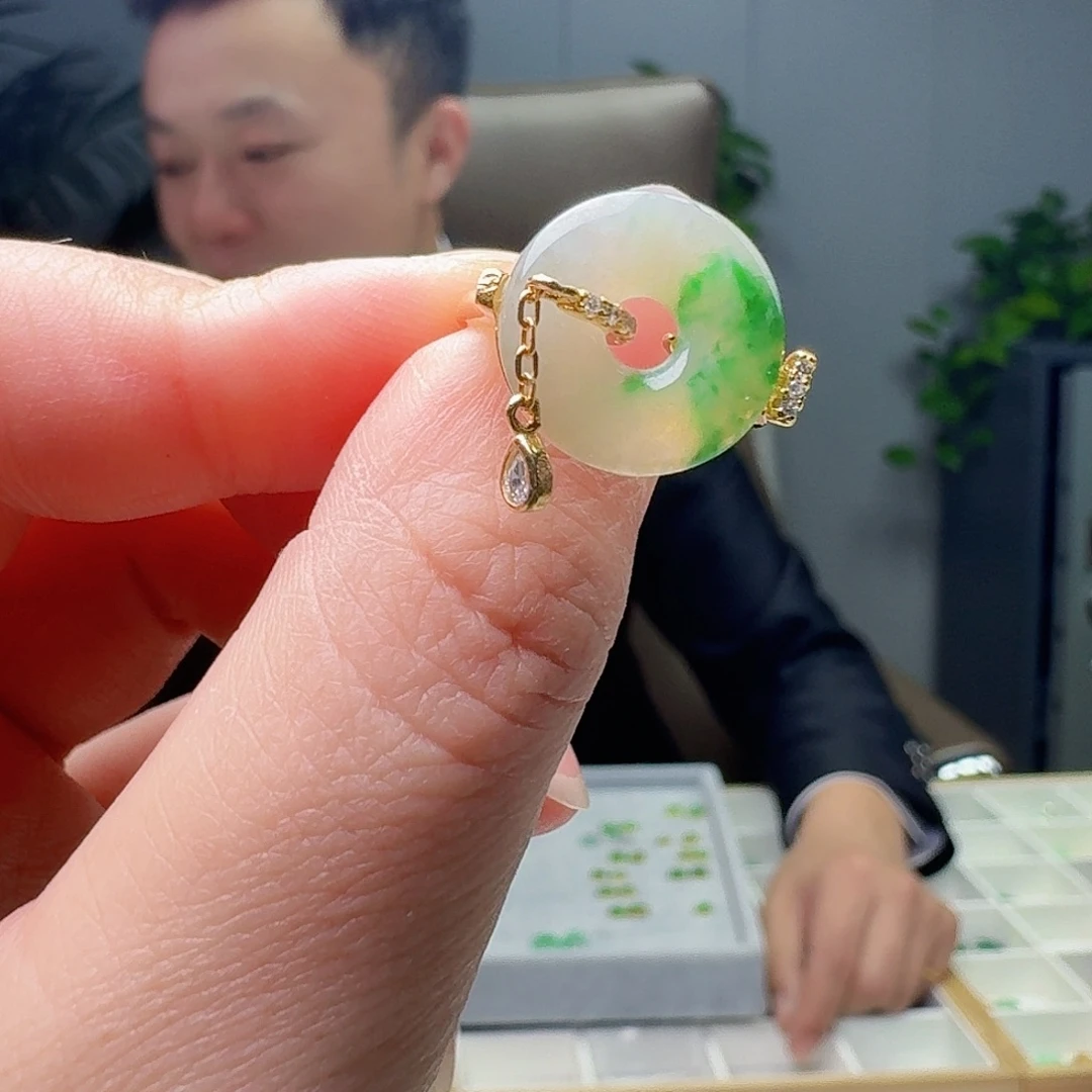 翡翠银S925镶嵌戒指天然