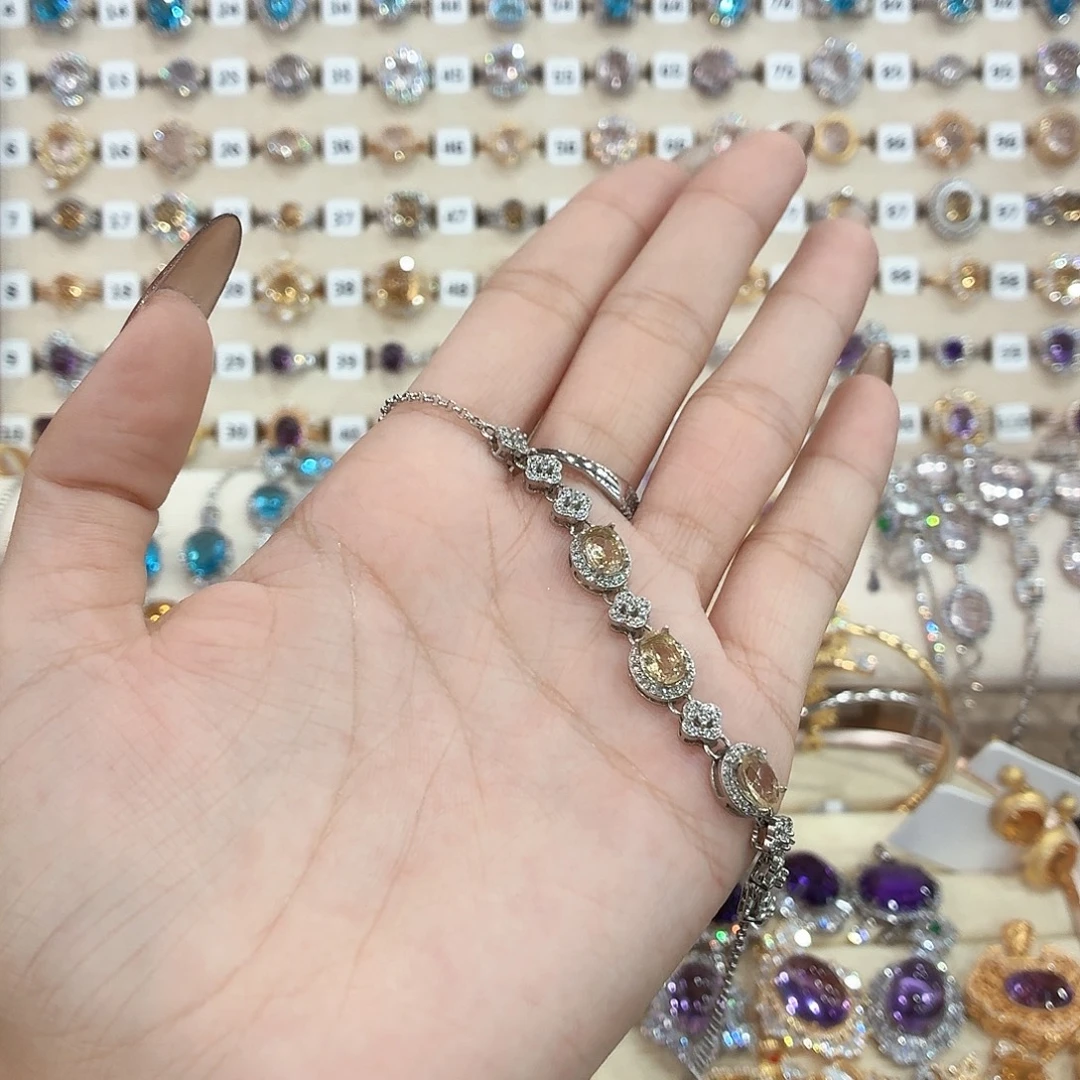 点***x黄晶手链银S925镶嵌