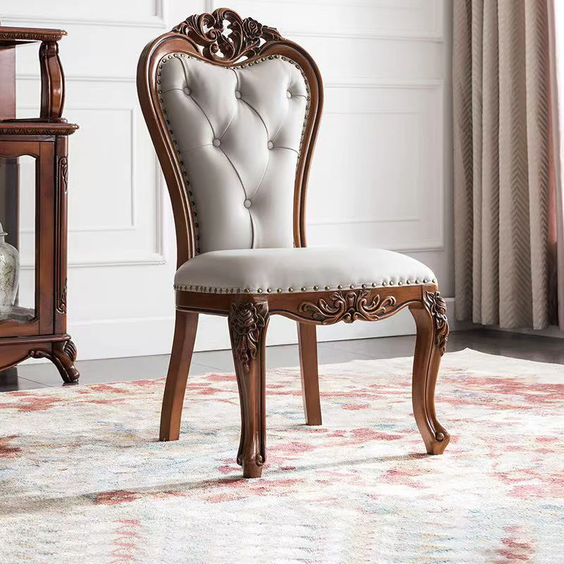 美式真皮餐椅家用