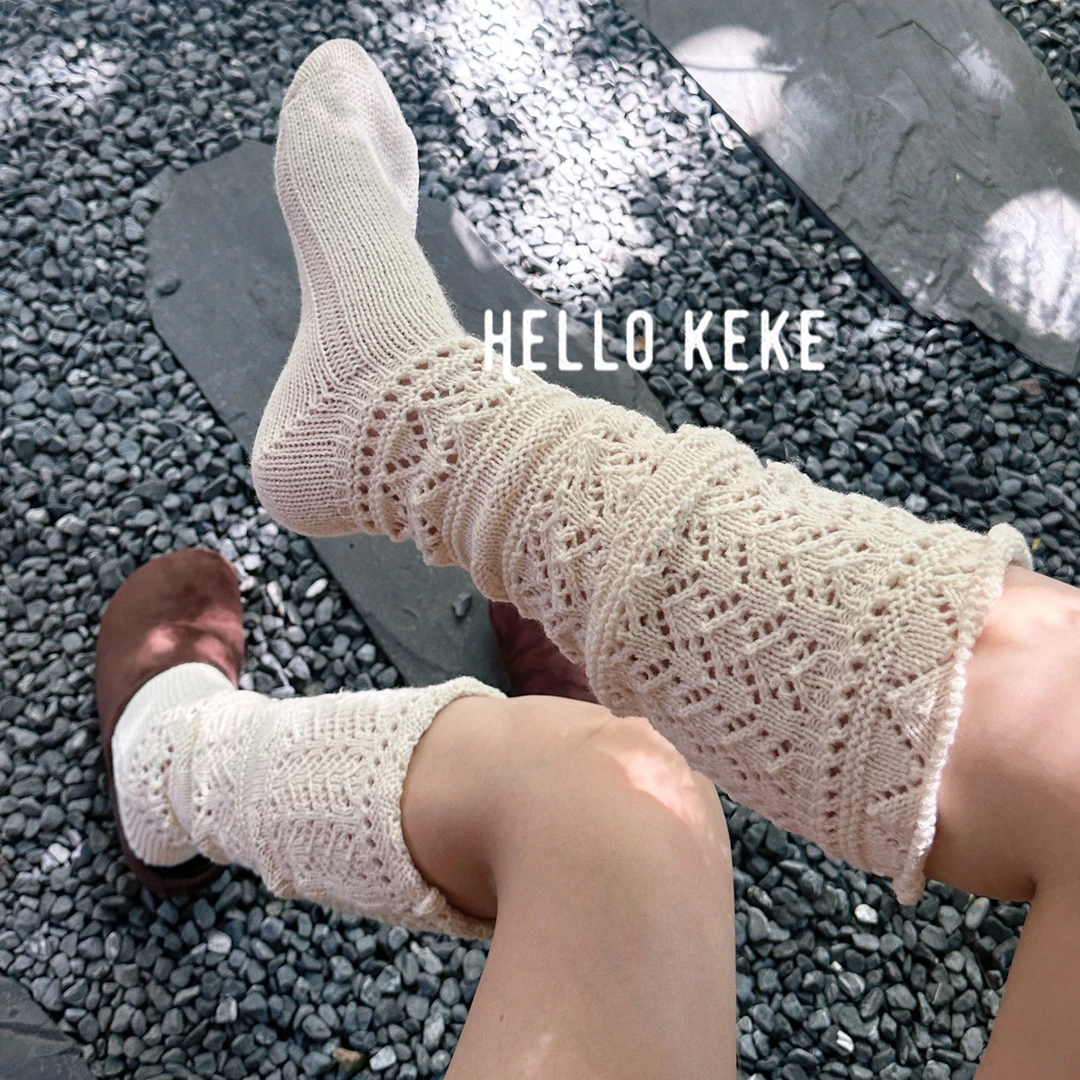 【柯柯专属】ins针织镂空羊毛手工复古法式甜美慵懒女士小腿堆堆袜