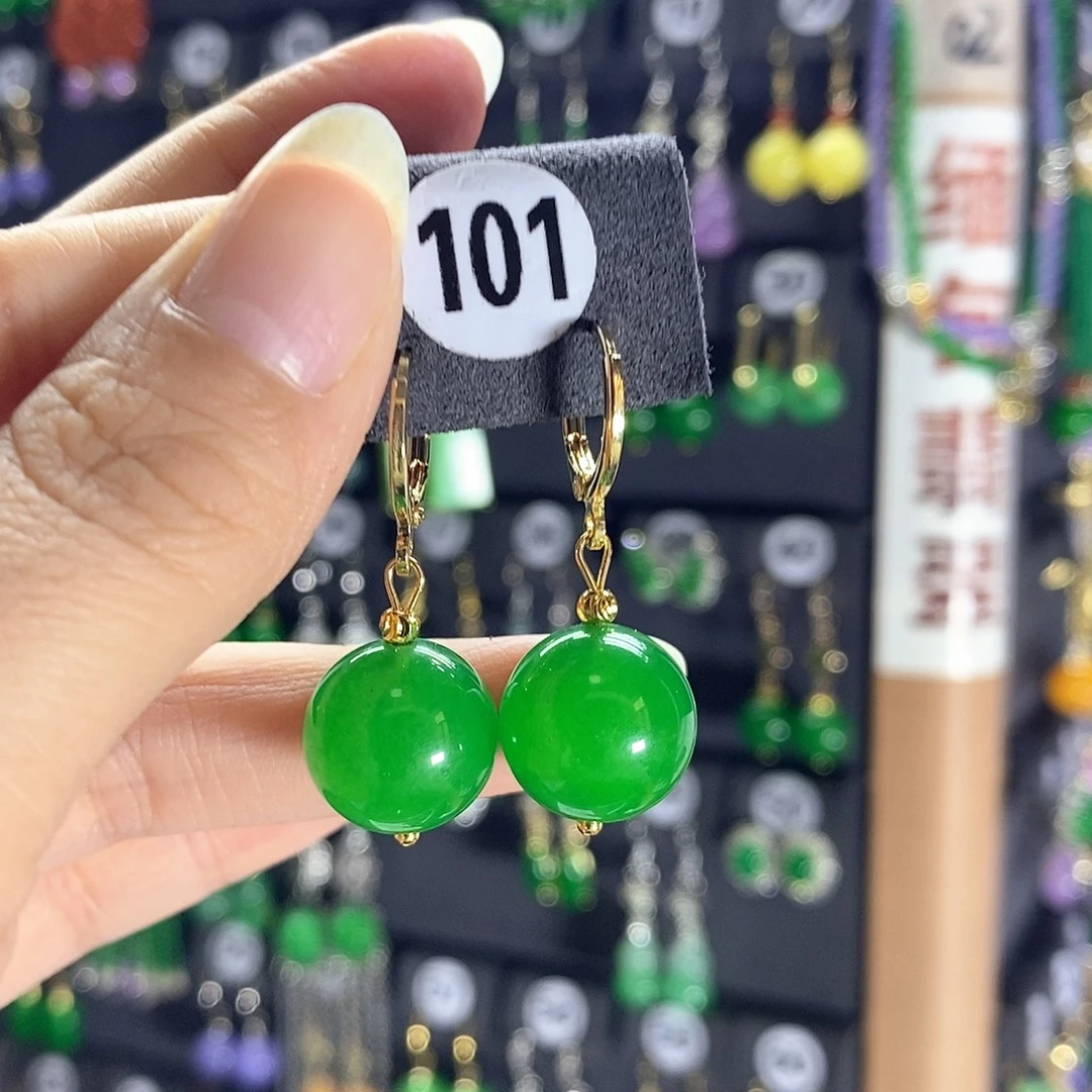 翡翠银S925镶嵌耳饰101