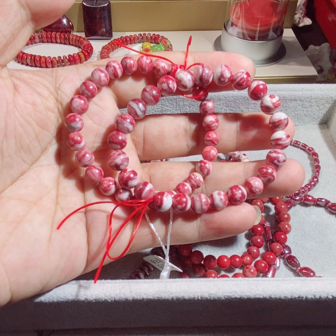 天然辰砂原石手串