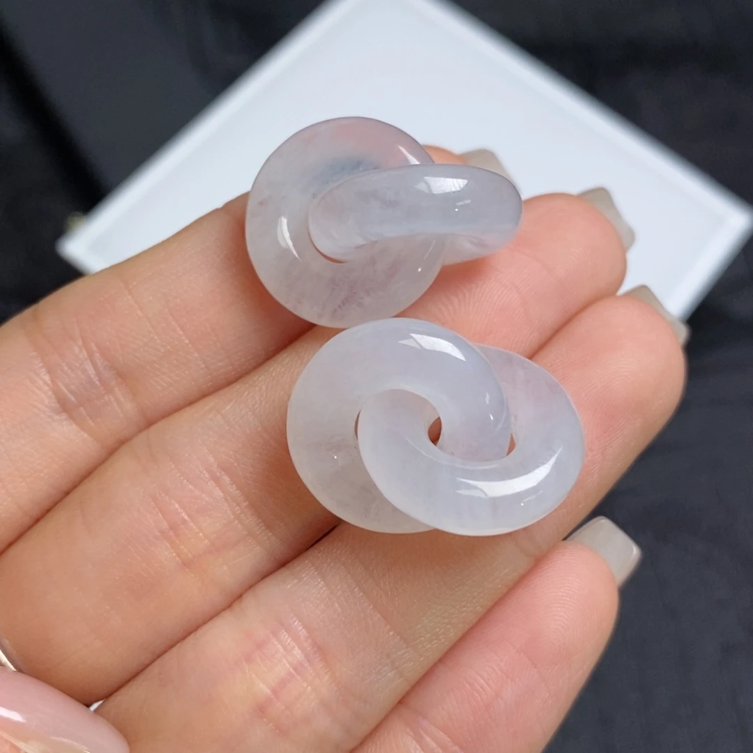 翡翠未镶嵌耳饰高冰双环