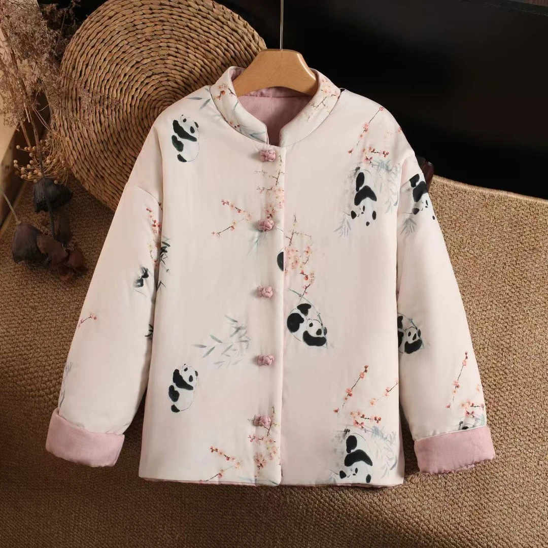 780-4新品高货显瘦洋气气质复古文艺风提花棉麻汉服棉衣