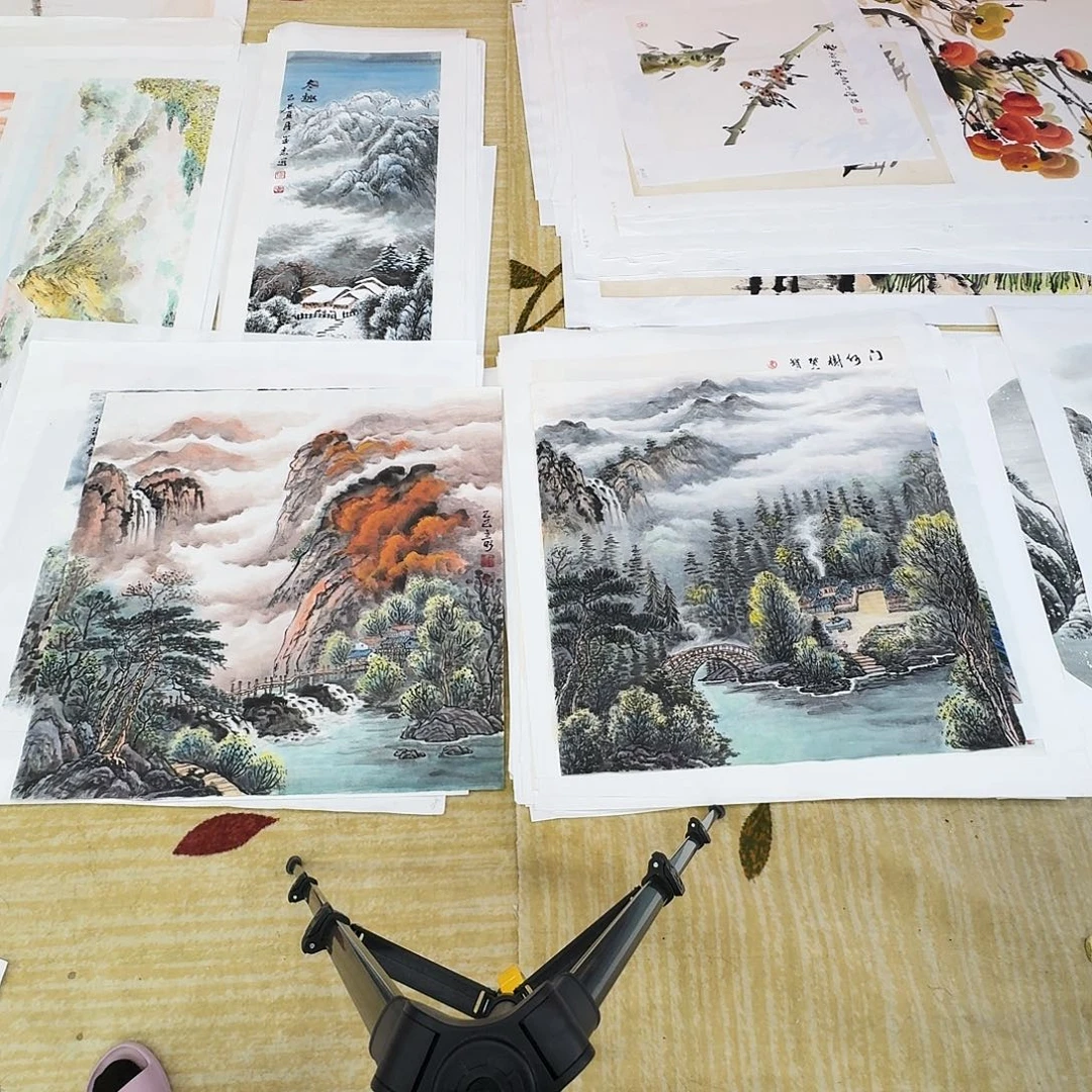 用***3国画四尺斗方手绘作品雪景图