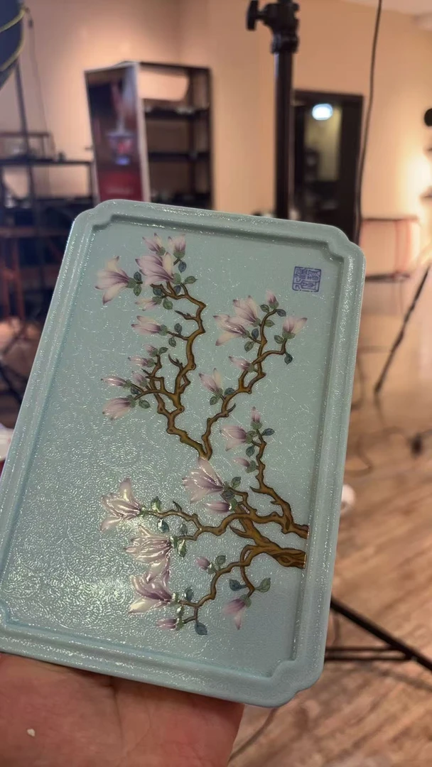 【珽珽溯源】溢珍堂 瓷器茶周边蓝地扒花玉兰壶承 YZT-3301
