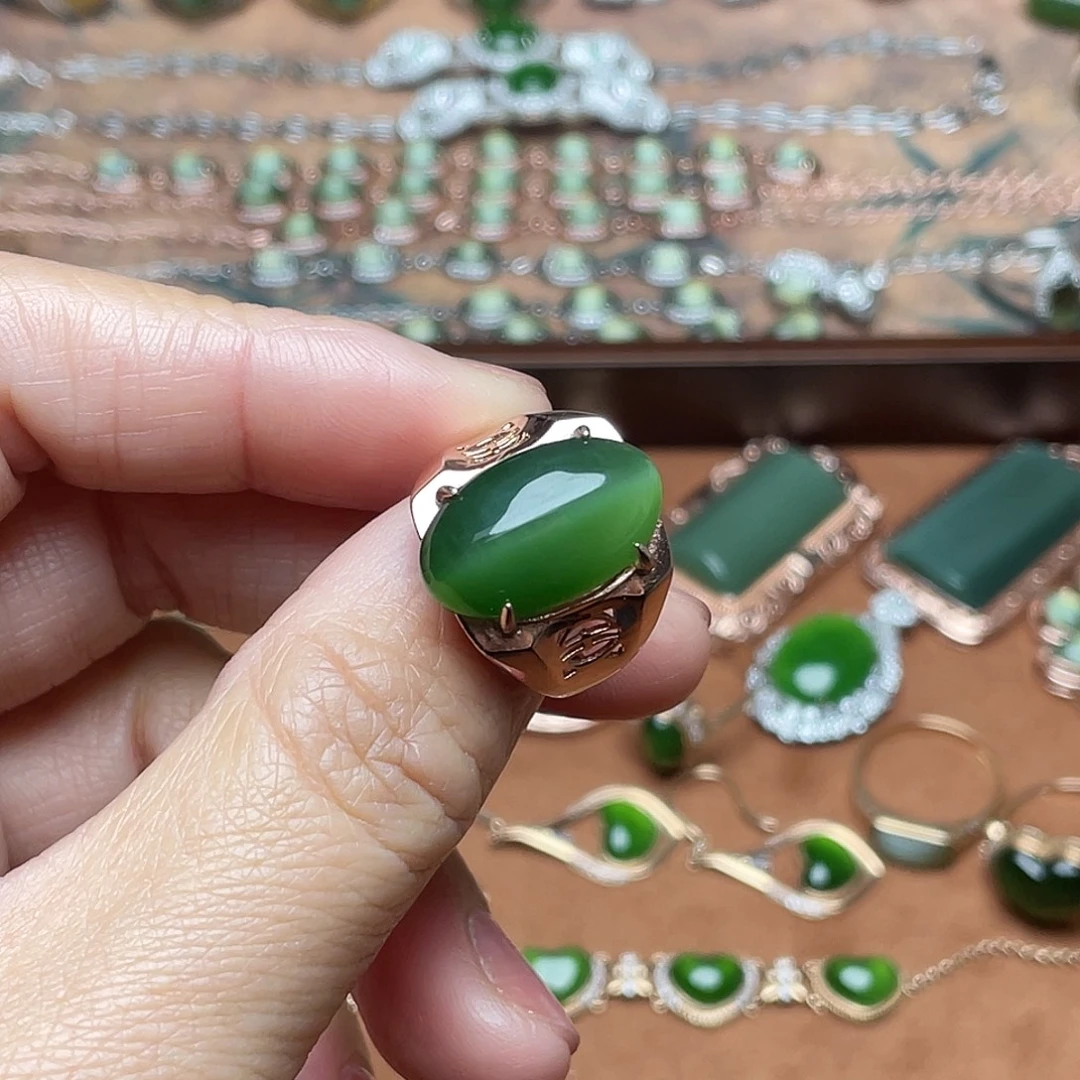 和田玉（碧玉）银S925镶嵌吊坠(不含链)