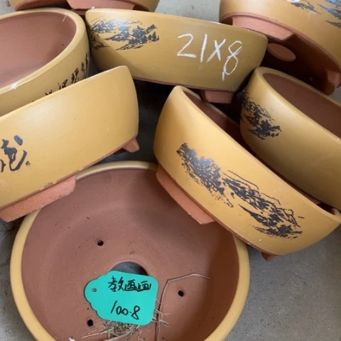 紫砂花盆100-8。     21-8。