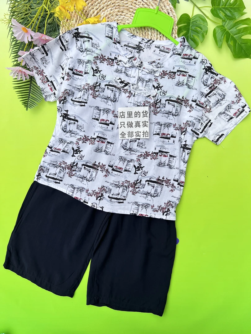 D074山东人造棉童装店断码清仓昌乐壹号童仓绵绸上衣裤子套装裙子