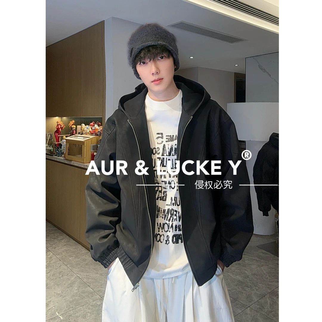 【巴黎大道】三防复古纹理软皮夹克外套！男女秋冬加厚保暖棉衣JK009