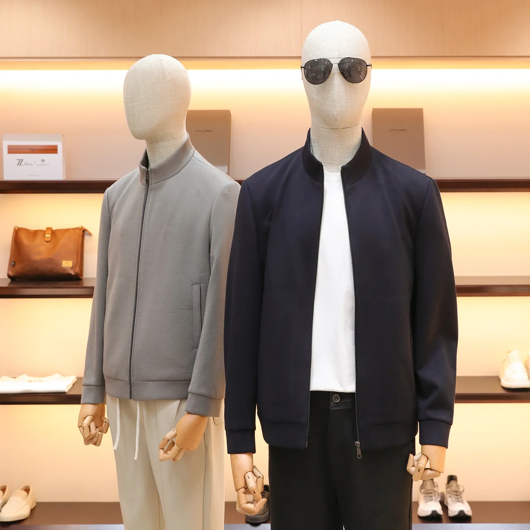 意式奢华2025秋季新款男士气质商务休闲针织混纺夹克外套1404