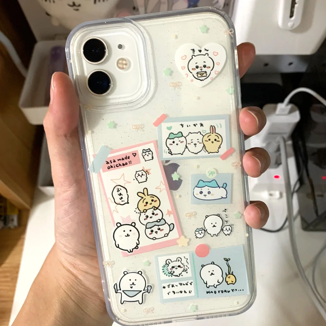 自嘲熊吉伊牵手闪粉适用苹果16/15/14/13手机壳12/11创意XS/XR软7