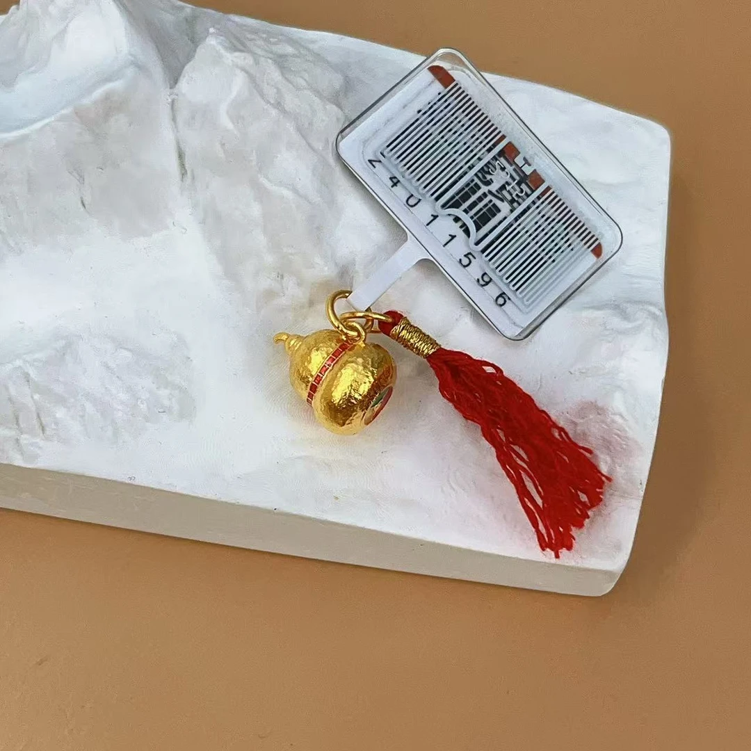 足金999 古法工艺 珐琅锤纹葫芦吊坠 足金 奶葫芦吊坠 黄金按克卖