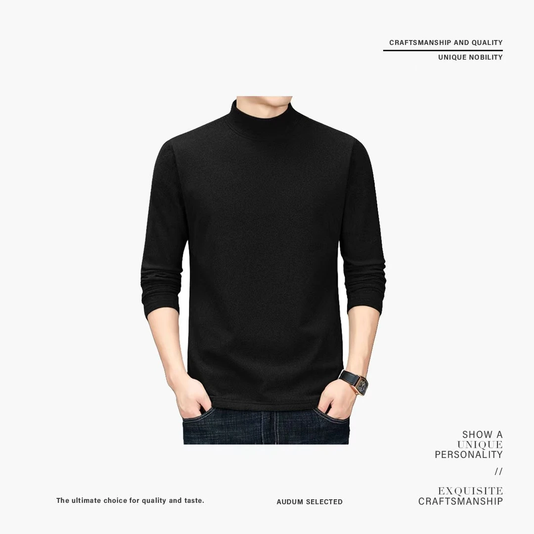 高领圆领冬季长袖秋冬半高领T恤男装打底衫上衣男士休闲秋季