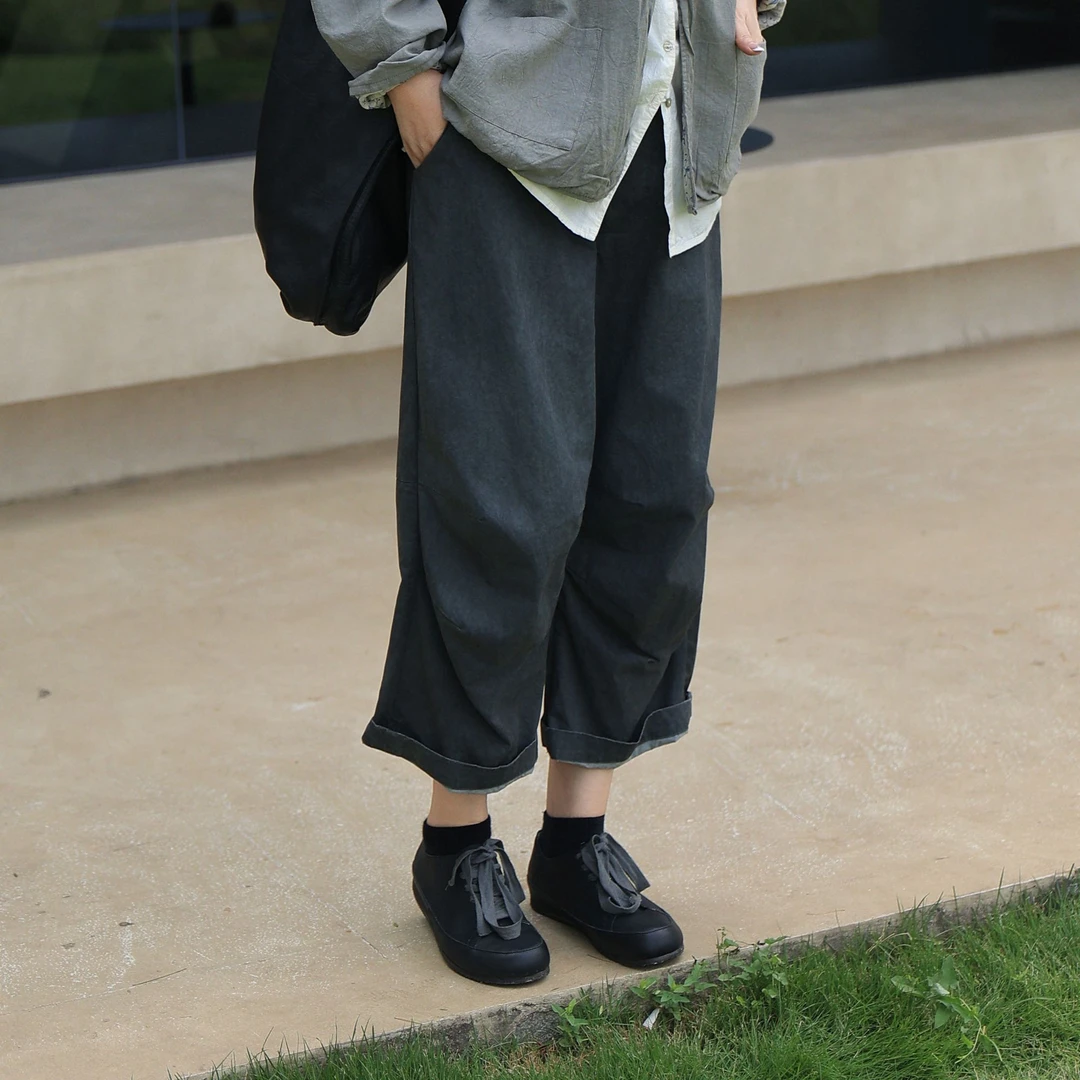 设计师款 时尚百搭设计 阔腿休闲裤八分裤