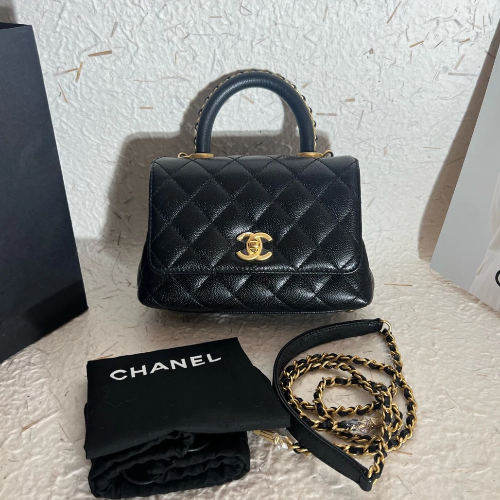 99新 Chanel/香奈儿 Chanel 香奈儿cocohandle mini 新款黑金牛