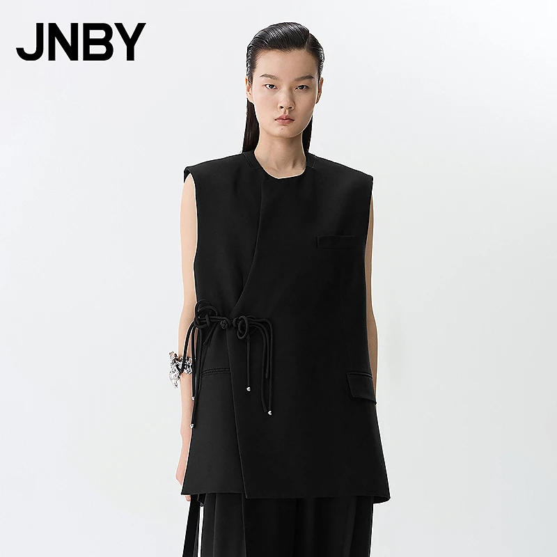 JNBY/江南布衣春秋新中式马甲宽松纯色中长外套通勤休闲5P1513870