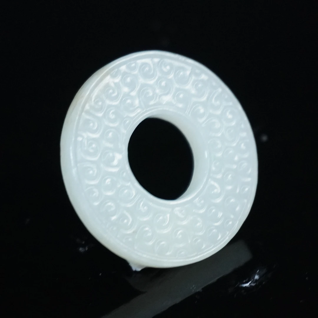 清代和田玉蝌蚪纹璧446467*古玉*传承