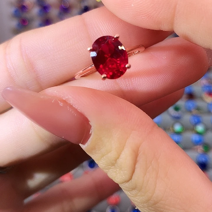 红宝石戒指银S925镶嵌