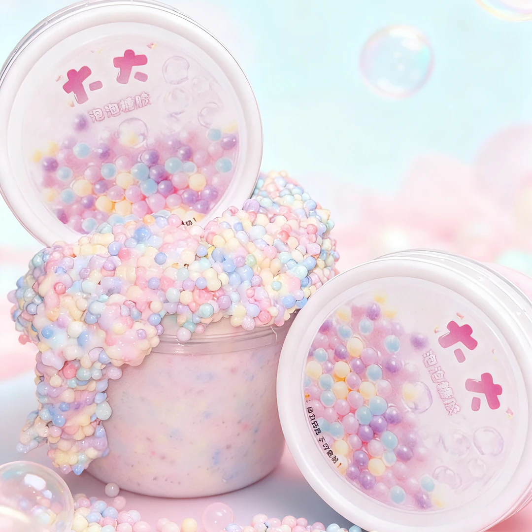 马卡龙色系泡沫填充解压泥 大大泡泡糖胶 260ml