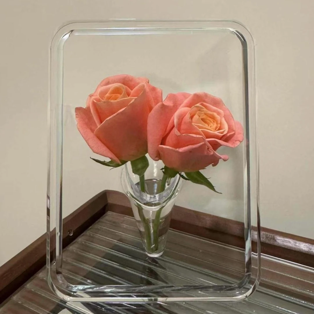 礼物插花瓶北欧水培花瓶简约文艺风女神桌面透明相框创意摆件轻奢