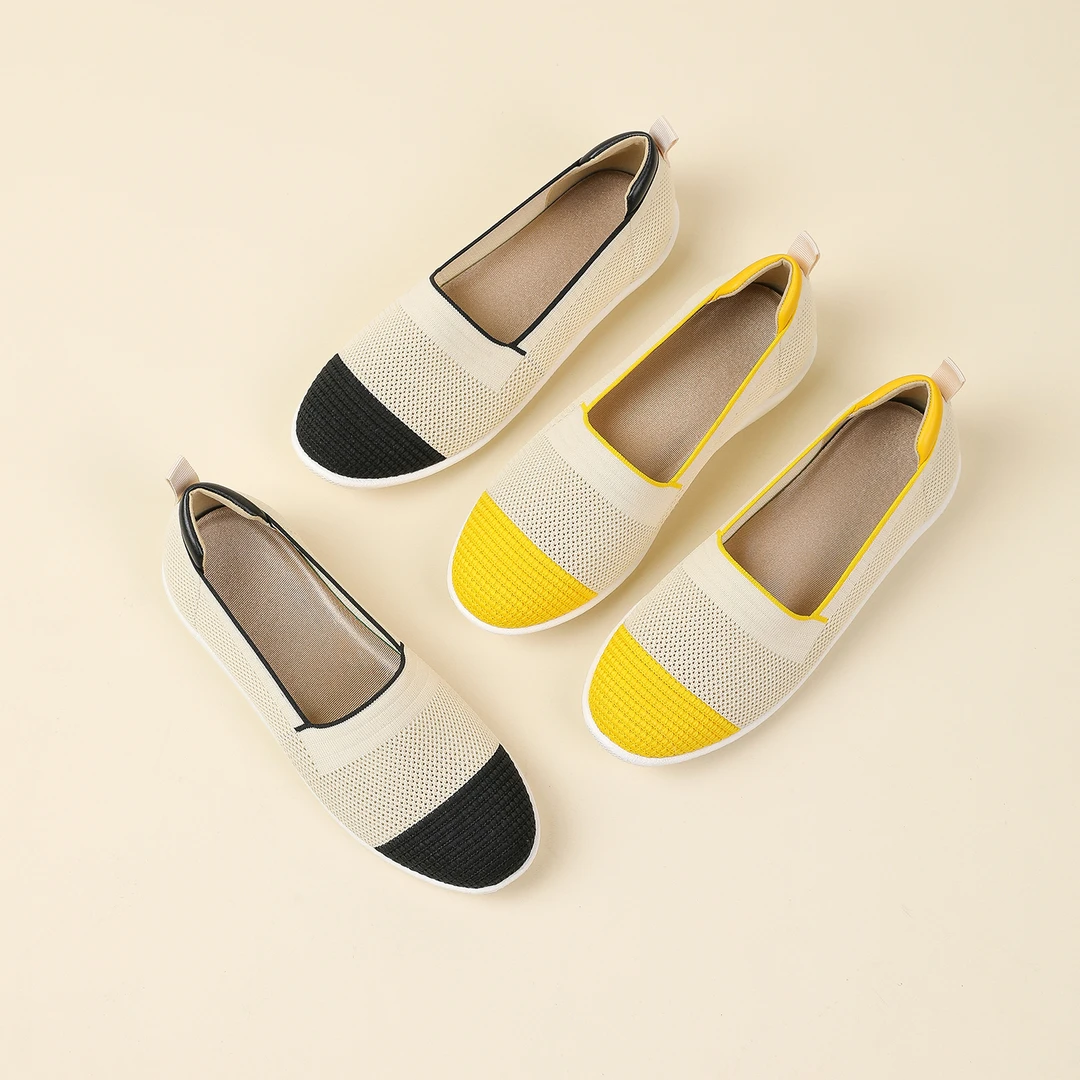 2025秋季新款女鞋防滑圆头针织老北京布鞋单鞋一脚蹬妈妈鞋休闲鞋