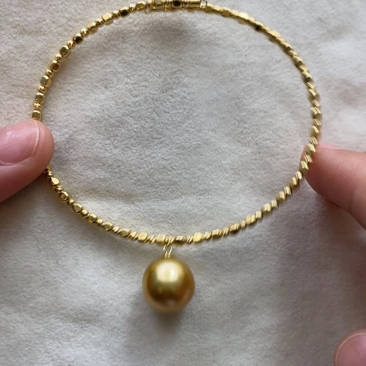 海水珍珠手链18K金镶嵌11-12mm