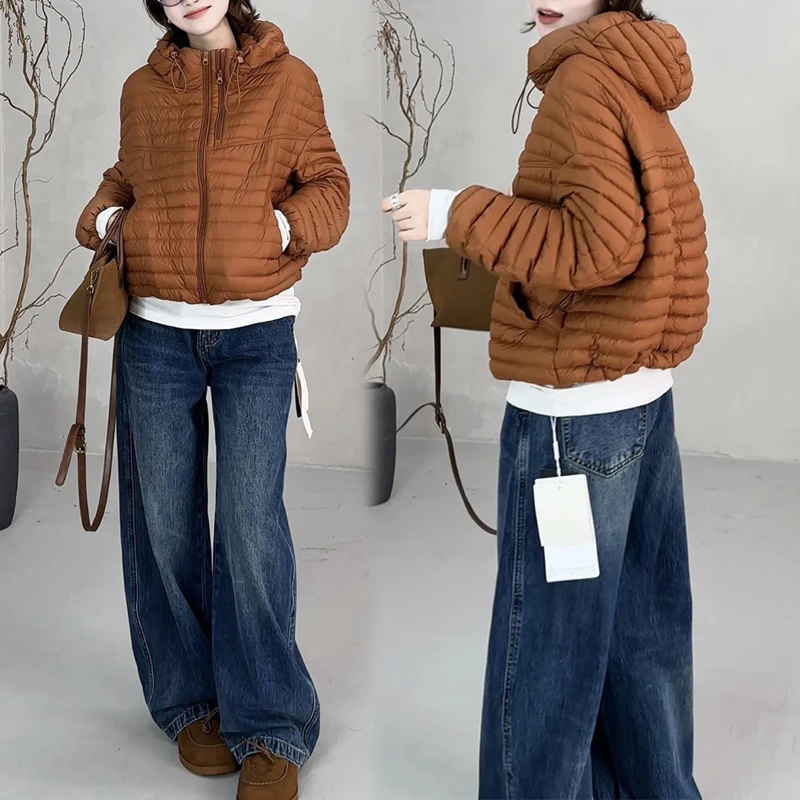 2025秋季新款时尚减龄气质显瘦设计感衣服女韩系纯色连帽长袖外套