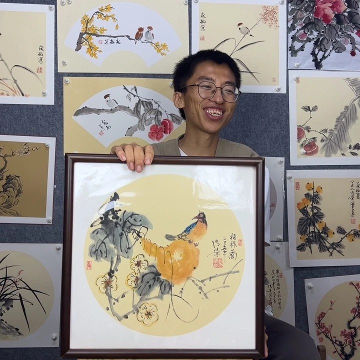 国画纯手绘福禄双全【41*41】送框