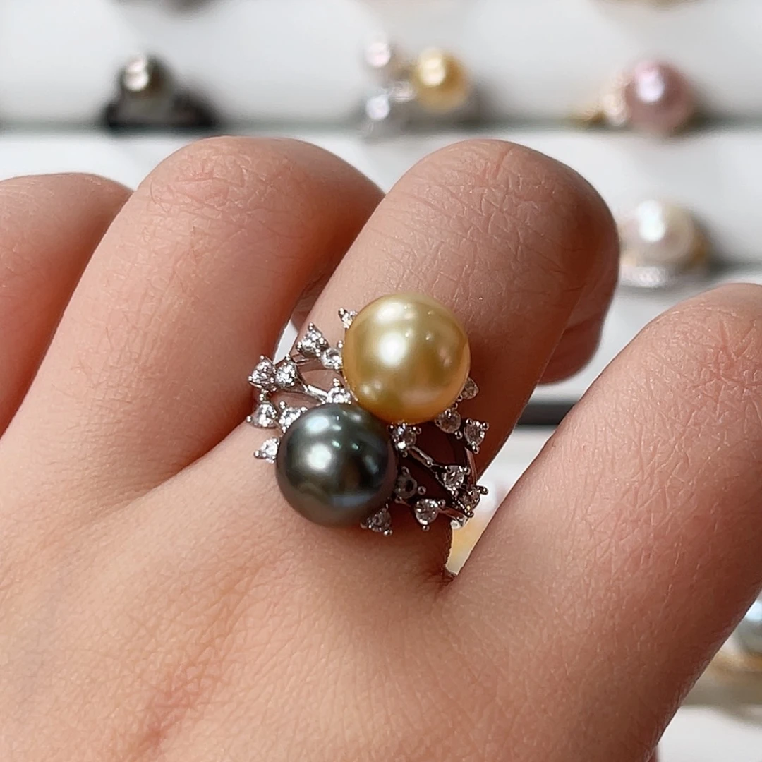 海水珍珠戒指银S925镶嵌