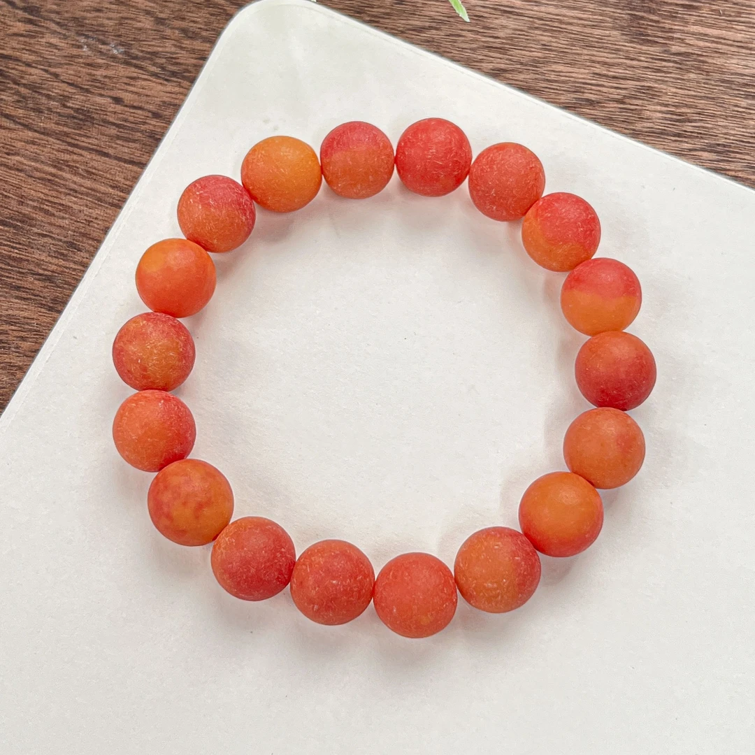 去皮油桃飘花圆珠手串11mm   D-A968025