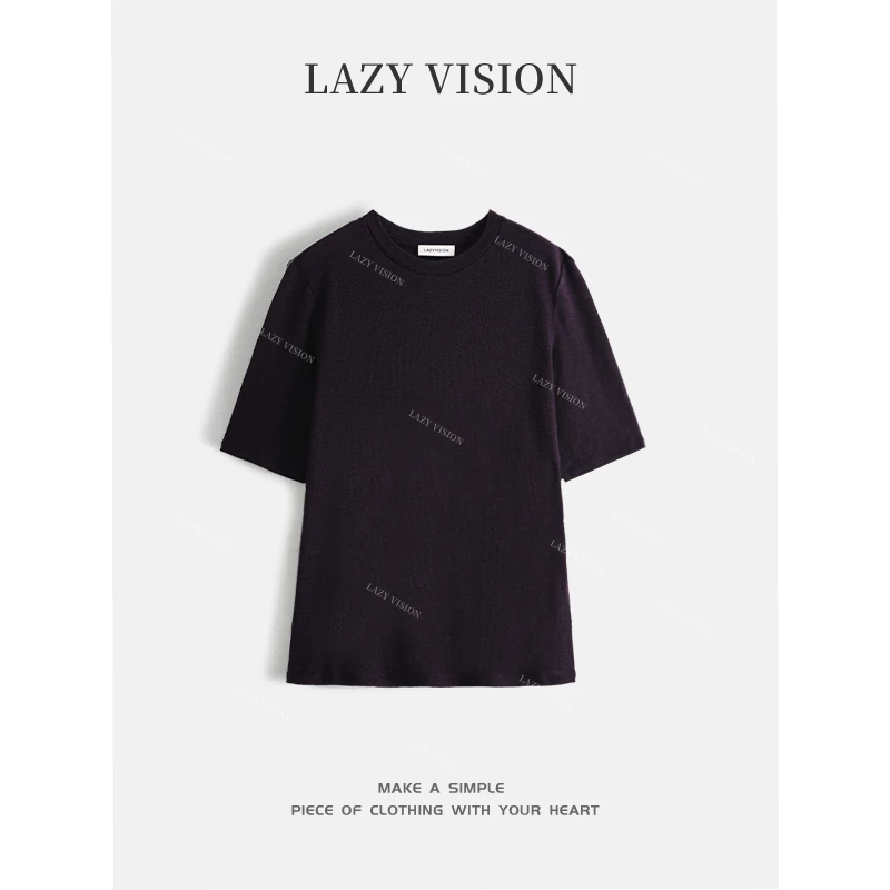 LAZYVISION/【织己】羊毛圆领针织短袖针织衫上衣ZMD-29758