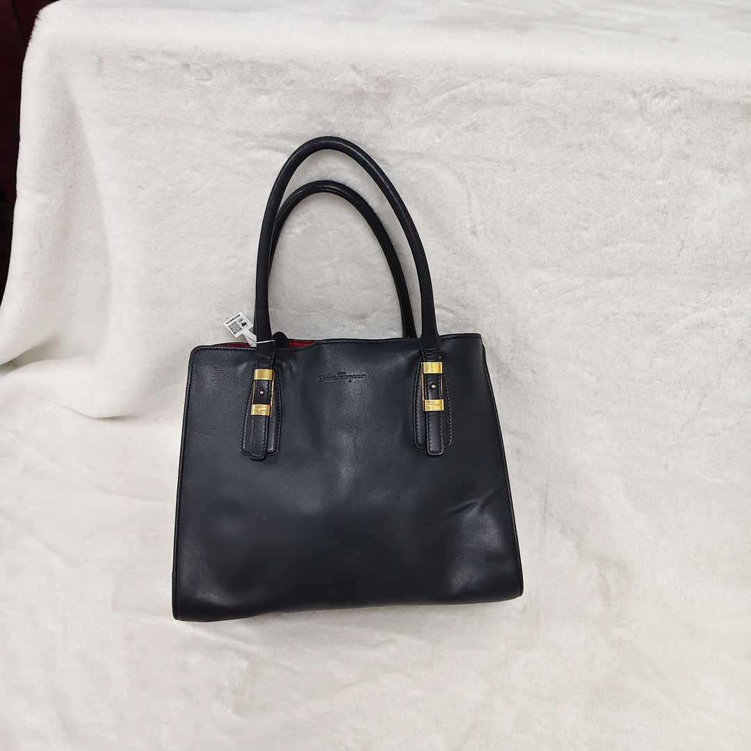 95新 FERRAGAMO/菲拉格慕 G专属/菲拉格慕黑色手提包/19004