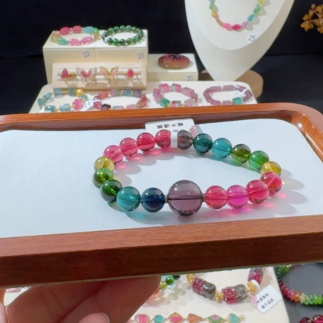 手串碧玺18K金镶嵌手串