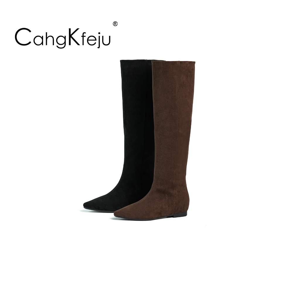 CahgKfeju秋冬时装靴靴时尚真皮高跟弹力靴女士过膝靴粗跟长靴