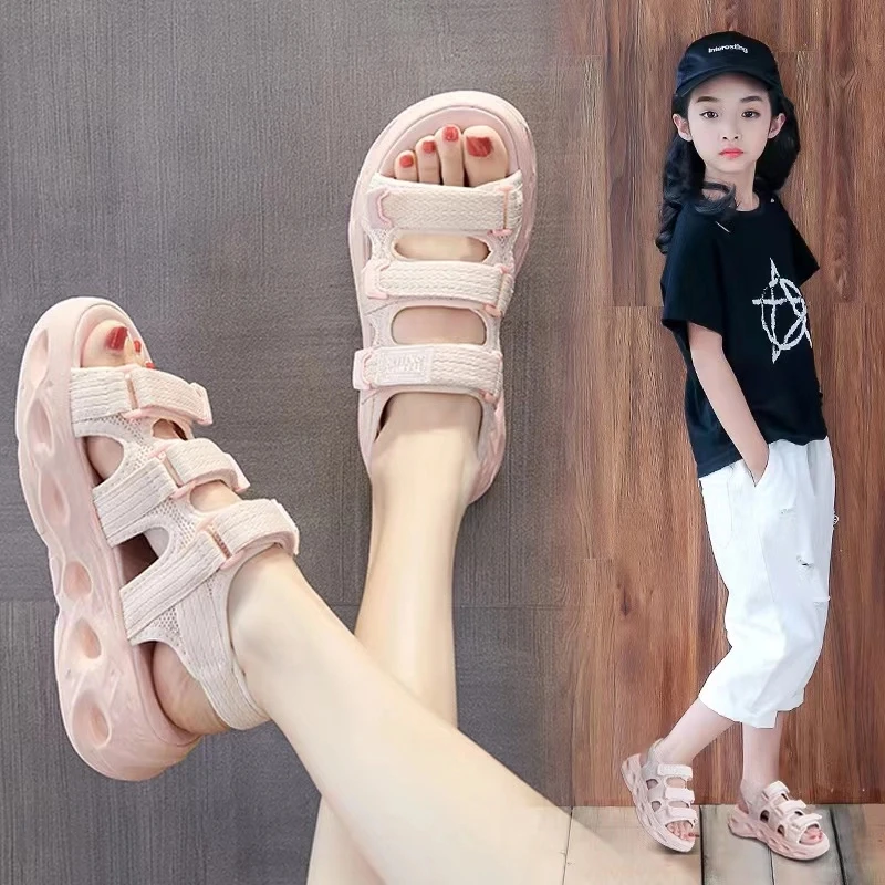 ABC休闲网红夏季欧若风厚底凉鞋女童外穿软底童鞋时尚百搭沙滩