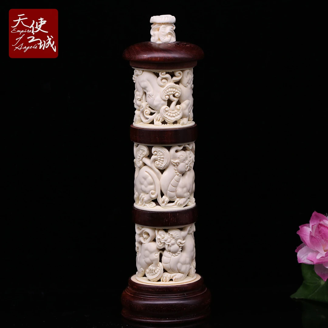 天然猛犸象牙貔貅香炉香插摆件