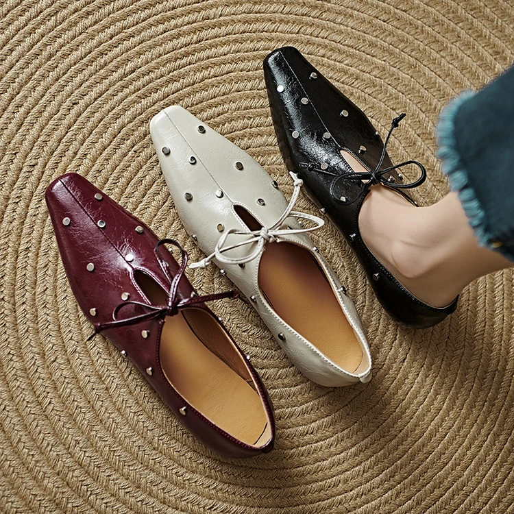 深口单鞋2025年春季复古风内增高蝴蝶结低跟玛丽珍软皮软底奶奶鞋