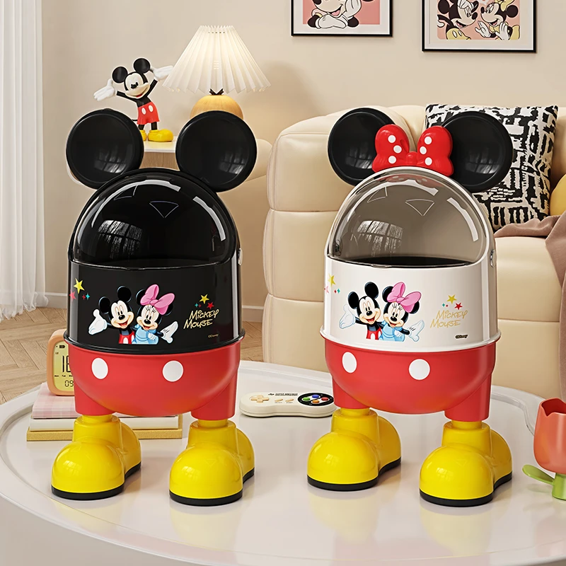 米奇桌面垃圾桶高颜值家用2025新款儿童带盖客厅办公室宿舍纸篓