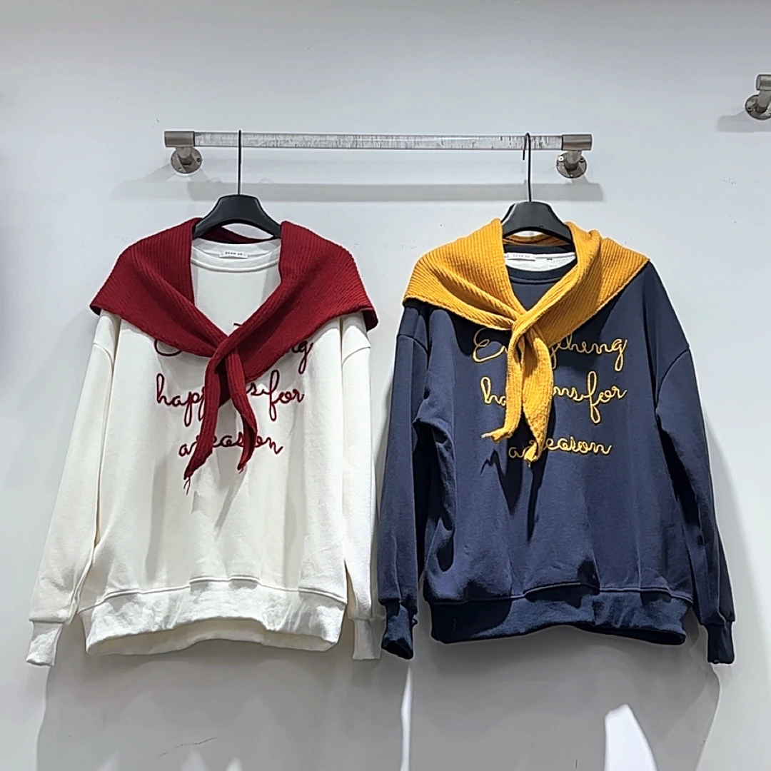 103 韩版宽松字母刺绣卫衣女冬季加绒休闲上衣