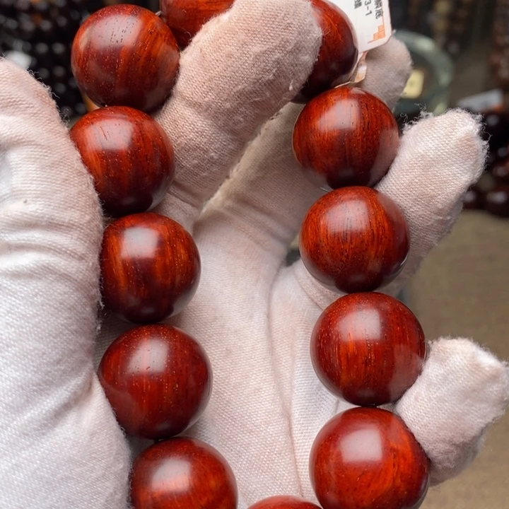 小叶紫檀手串/手链原汁原味2.0cm 鸡血红鳞底泥料（66克）