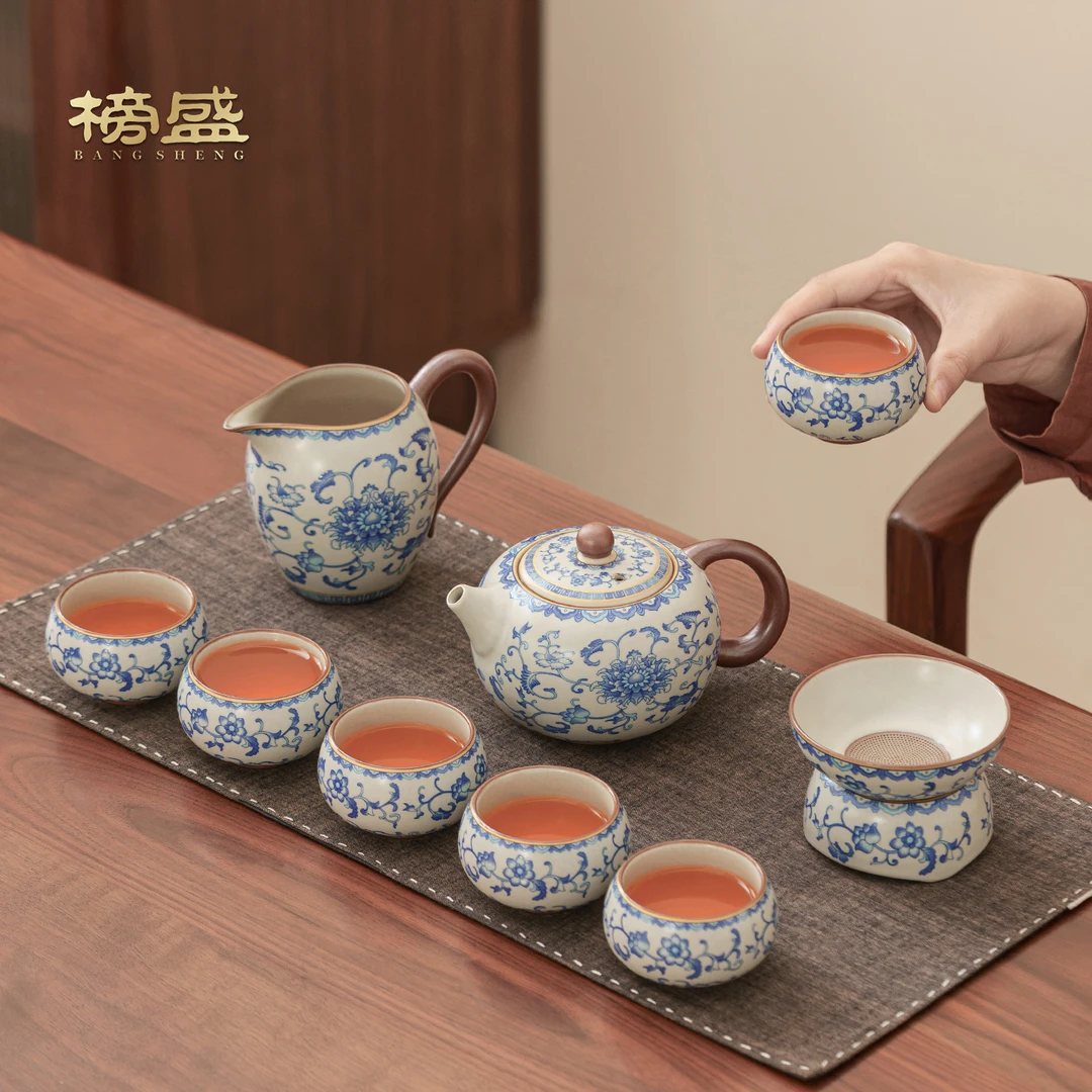 榜盛汝窑茶具套装2025新款家用高档轻奢陶瓷功夫茶壶茶杯礼盒装