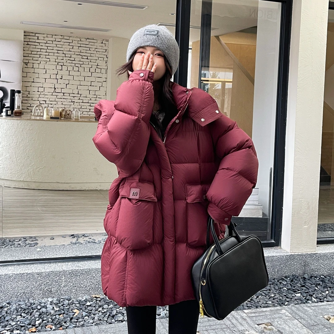 Mantu Duck/90白鸭绒泡芙感2025新款长款加厚保暖羽绒服时尚外套