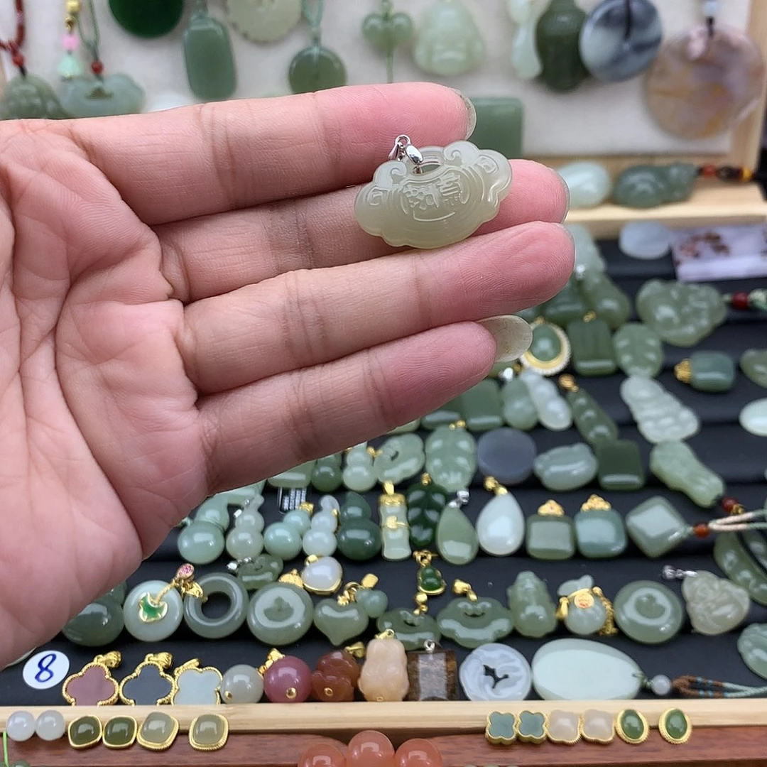 吊坠(不含链)银S925镶嵌和田玉