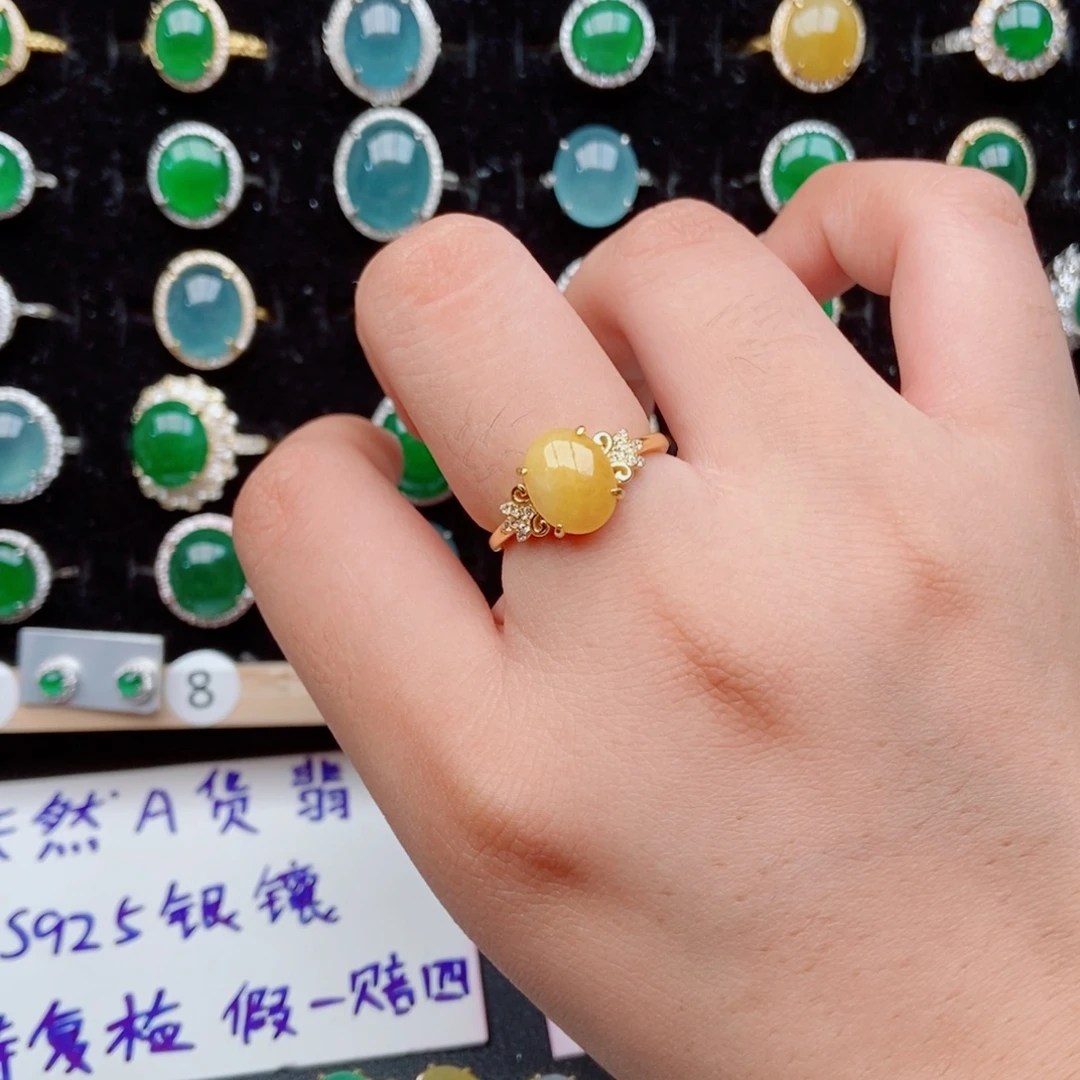 翡翠银S925镶嵌戒指55