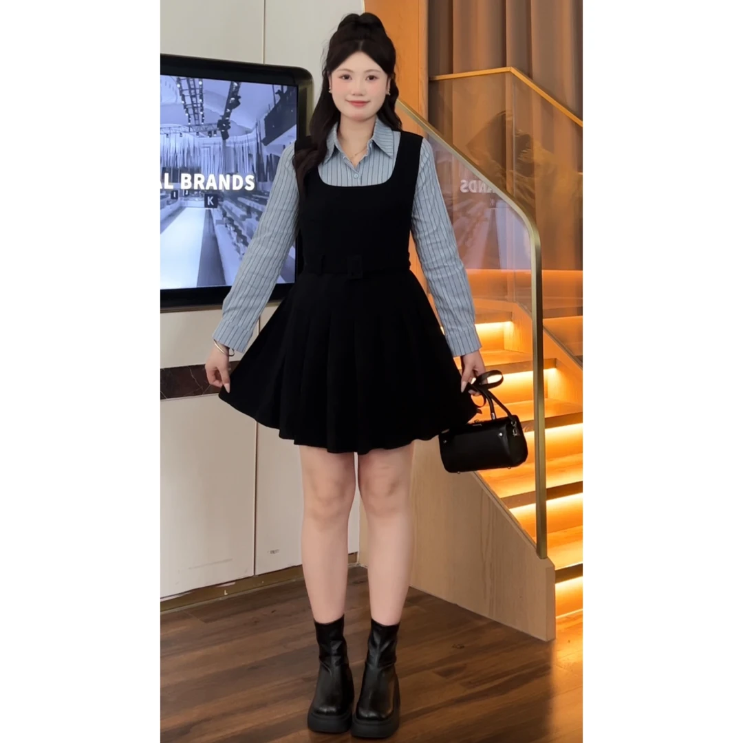 （现现款）周周微胖定制~【ZZ194】秋冬气质显瘦胖MM遮肉宽松时尚套装