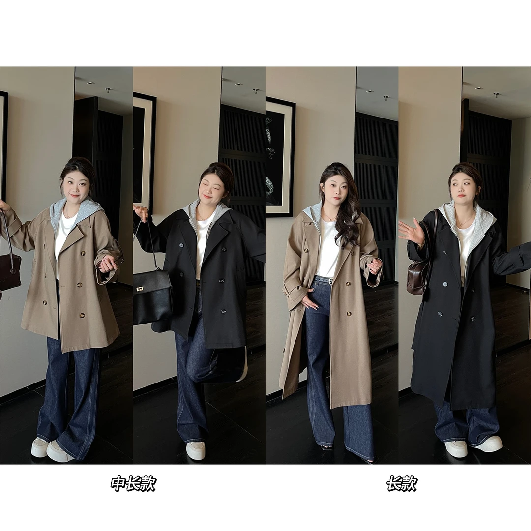 裂渡宣宣【巴黎画报】微胖大码女秋假两件双版本风衣外套ZY507A05