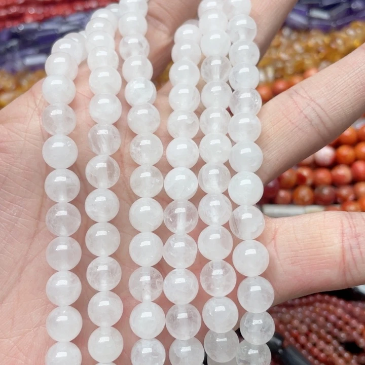 玛瑙/玉髓合金珠宝半成品一条8mm白水晶