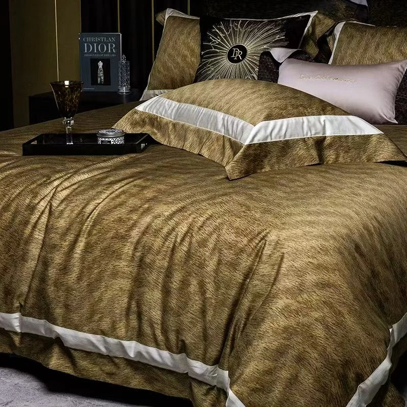 金太阳 狂野之城120支全棉轻奢欧式简约花卉数码印花四件套