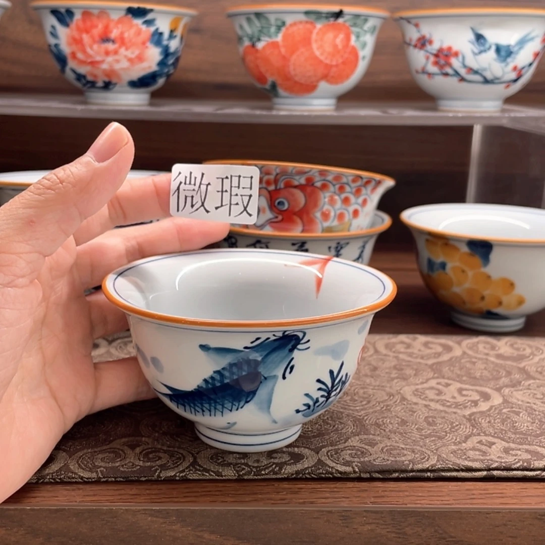 釉下手绘茶具微瑕